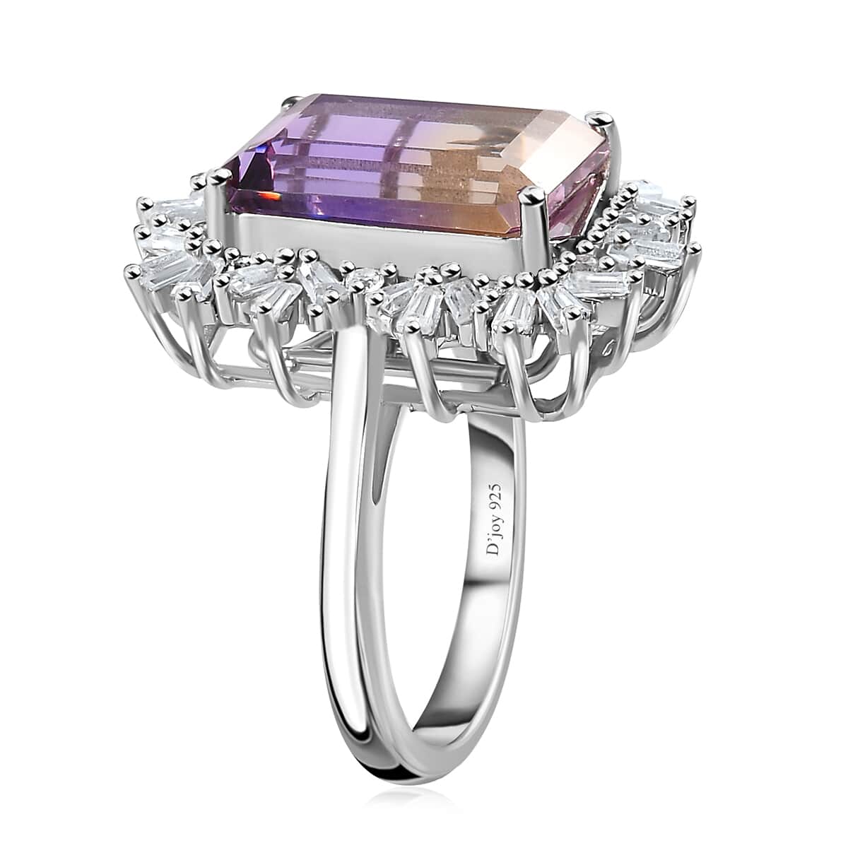 AAA Anahi Ametrine and White Zircon Ring in Platinum Over Sterling Silver (Size 6.0) 10.00 ctw image number 3