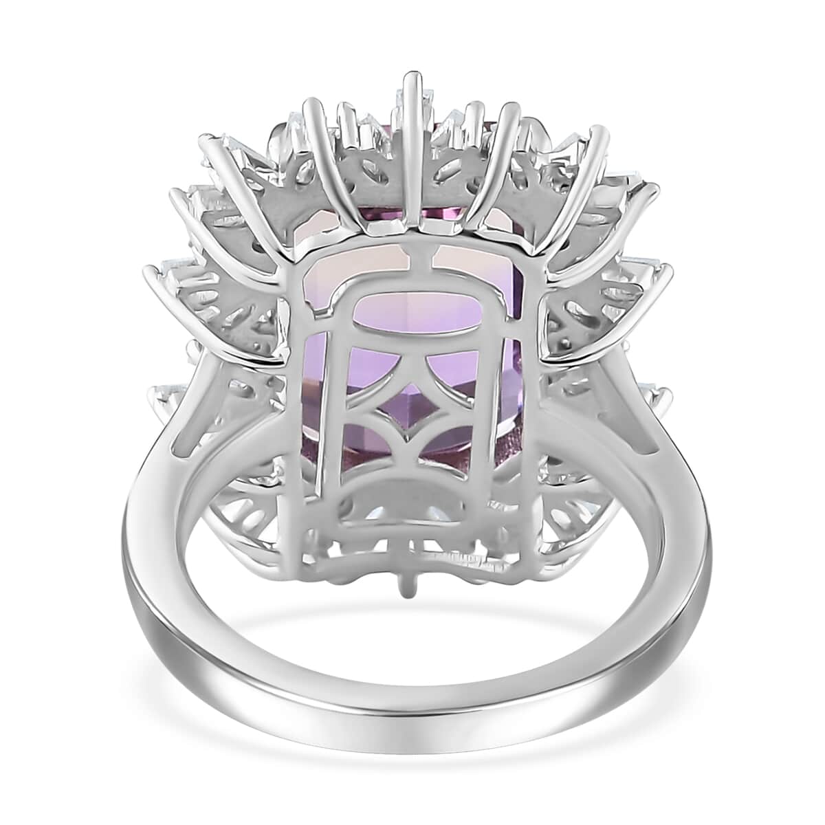 AAA Anahi Ametrine and White Zircon Ring in Platinum Over Sterling Silver (Size 7.0) 9.00 ctw image number 4