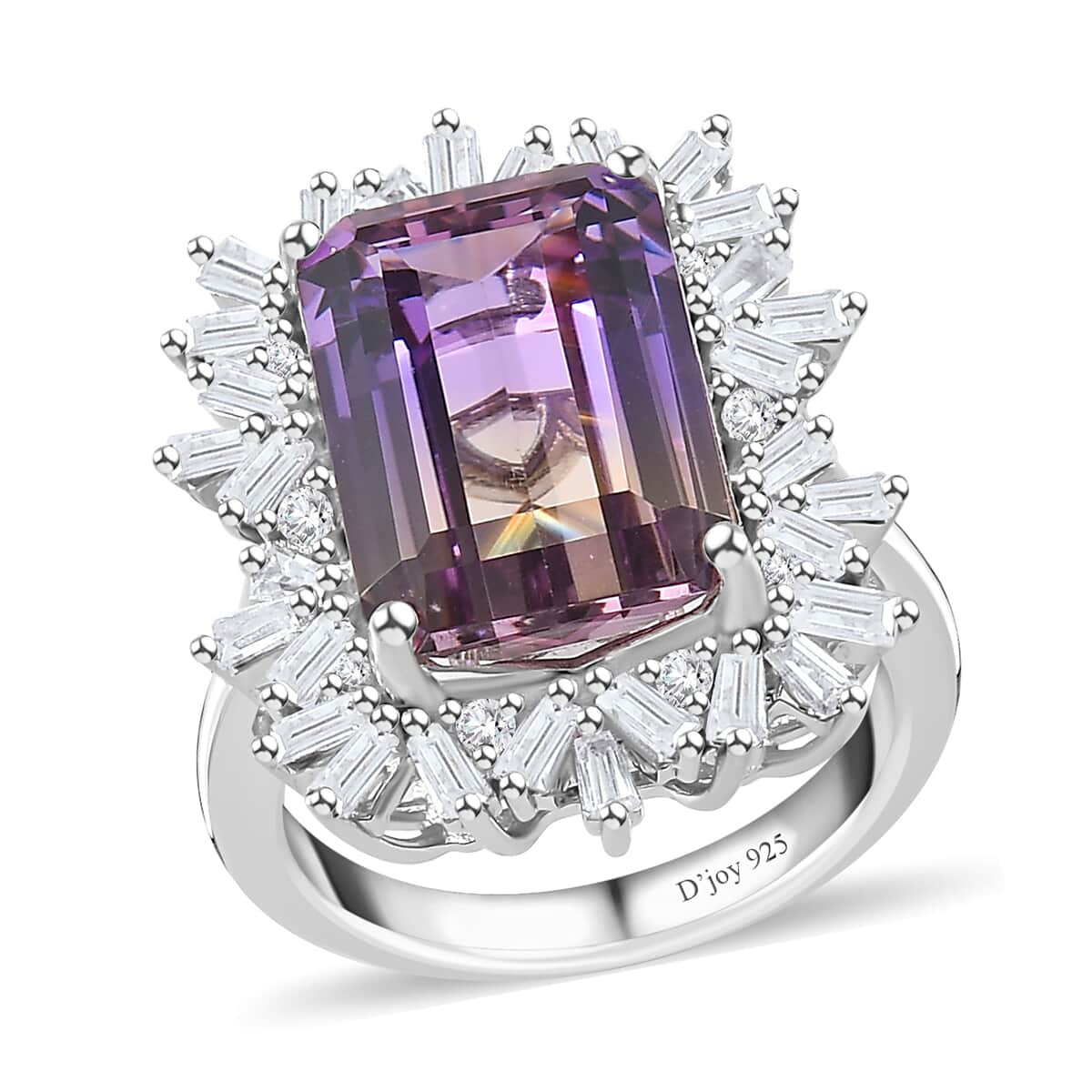 AAA Anahi Ametrine and White Zircon Ring in Platinum Over Sterling Silver (Size 9.0) 9.00 ctw image number 0