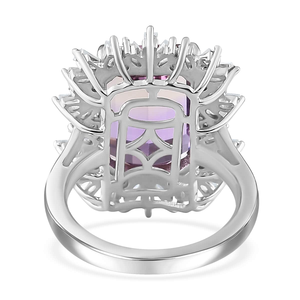 AAA Anahi Ametrine and White Zircon Ring in Platinum Over Sterling Silver (Size 9.0) 9.00 ctw image number 4