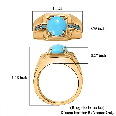 Sleeping Beauty Turquoise and Malgache Neon Apatite Men's Ring in Vermeil Yellow Gold Over Sterling Silver (Size 10.0) 2.40 ctw