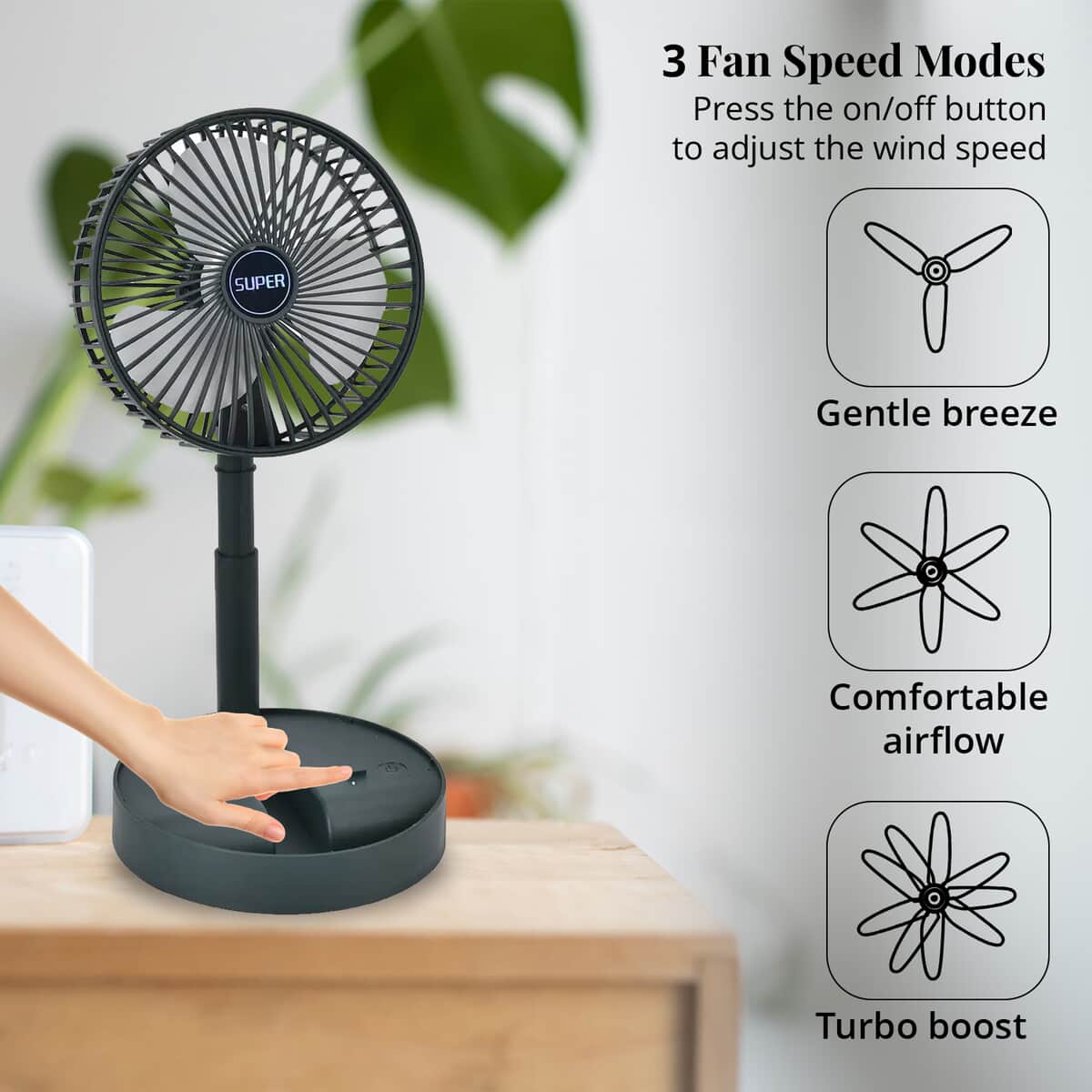 Green Foldable Portable Table Fan (6.20In) image number 4