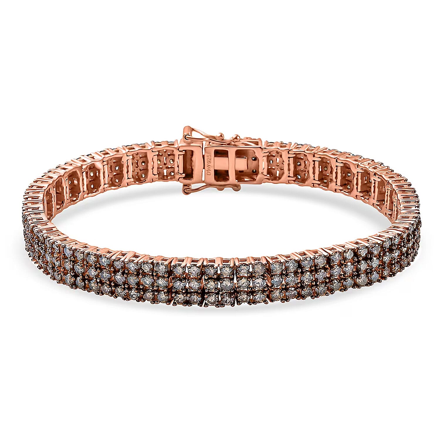 Natural Champagne Diamond 8.90 ctw Bracelet in Vermeil Rose Gold Over Sterling Silver (6.50 In)