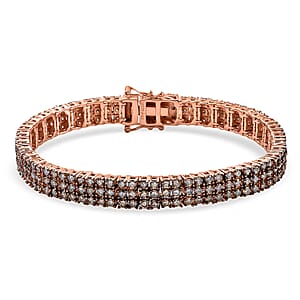 Natural Champagne Diamond 8.90 ctw Bracelet in Vermeil Rose Gold Over Sterling Silver (6.50 In)
