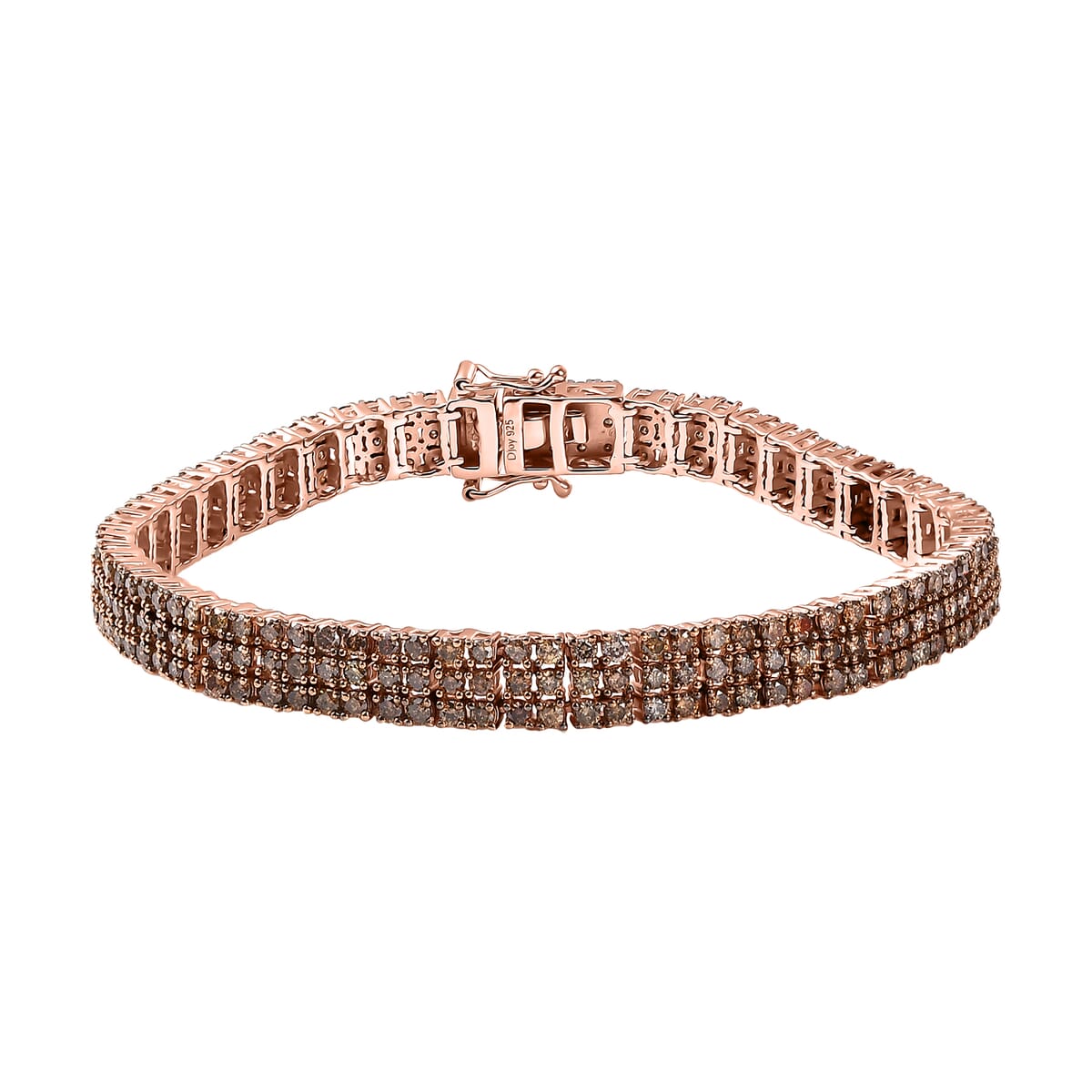 Natural Champagne Diamond 9.10 ctw Bracelet in Vermeil Rose Gold Over Sterling Silver (8.00 In) image number 0