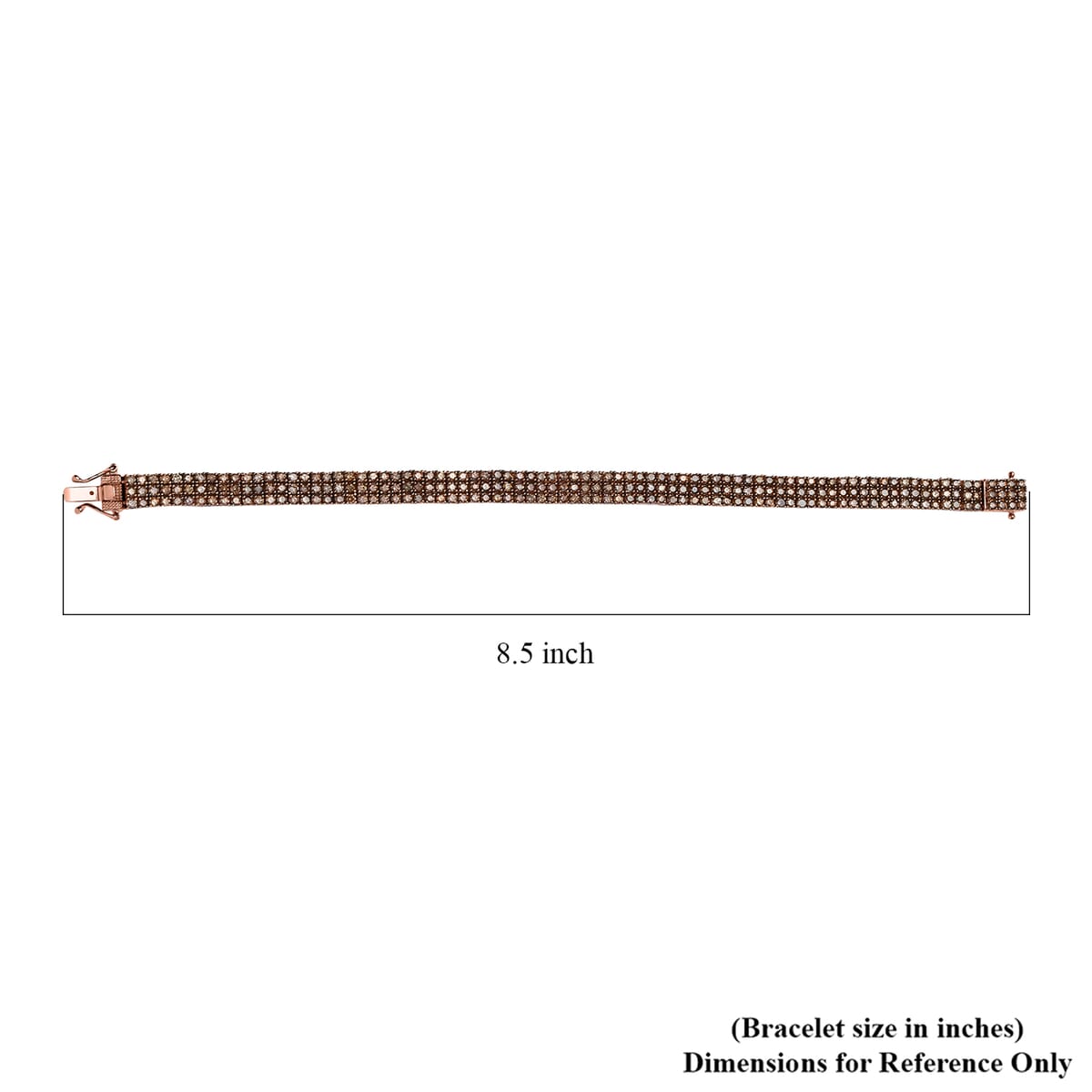 Natural Champagne Diamond 9.10 ctw Bracelet in Vermeil Rose Gold Over Sterling Silver (8.00 In) image number 4