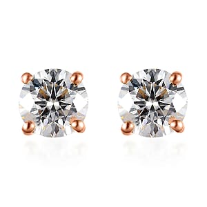 120 Facets Moissanite 2.00 ctw Stud Earrings in Vermeil Rose Gold Over Sterling Silver