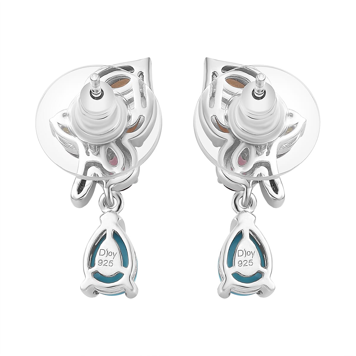 Sleeping Beauty Turquoise and Multi Gemstone Earrings in Platinum Over Sterling Silver 3.40 ctw