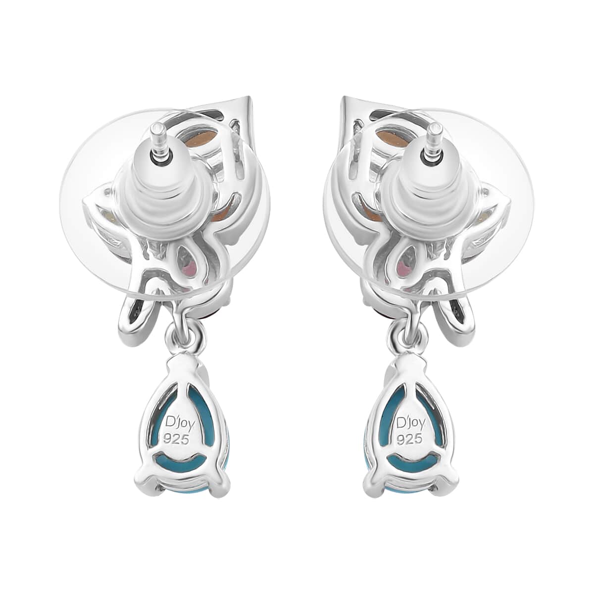 Sleeping Beauty Turquoise and Multi Gemstone Earrings in Platinum Over Sterling Silver 3.40 ctw image number 4