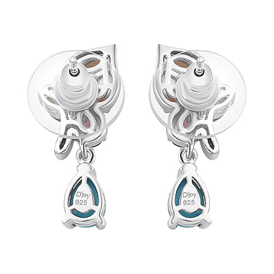 Sleeping Beauty Turquoise and Multi Gemstone Earrings in Platinum Over Sterling Silver 3.40 ctw