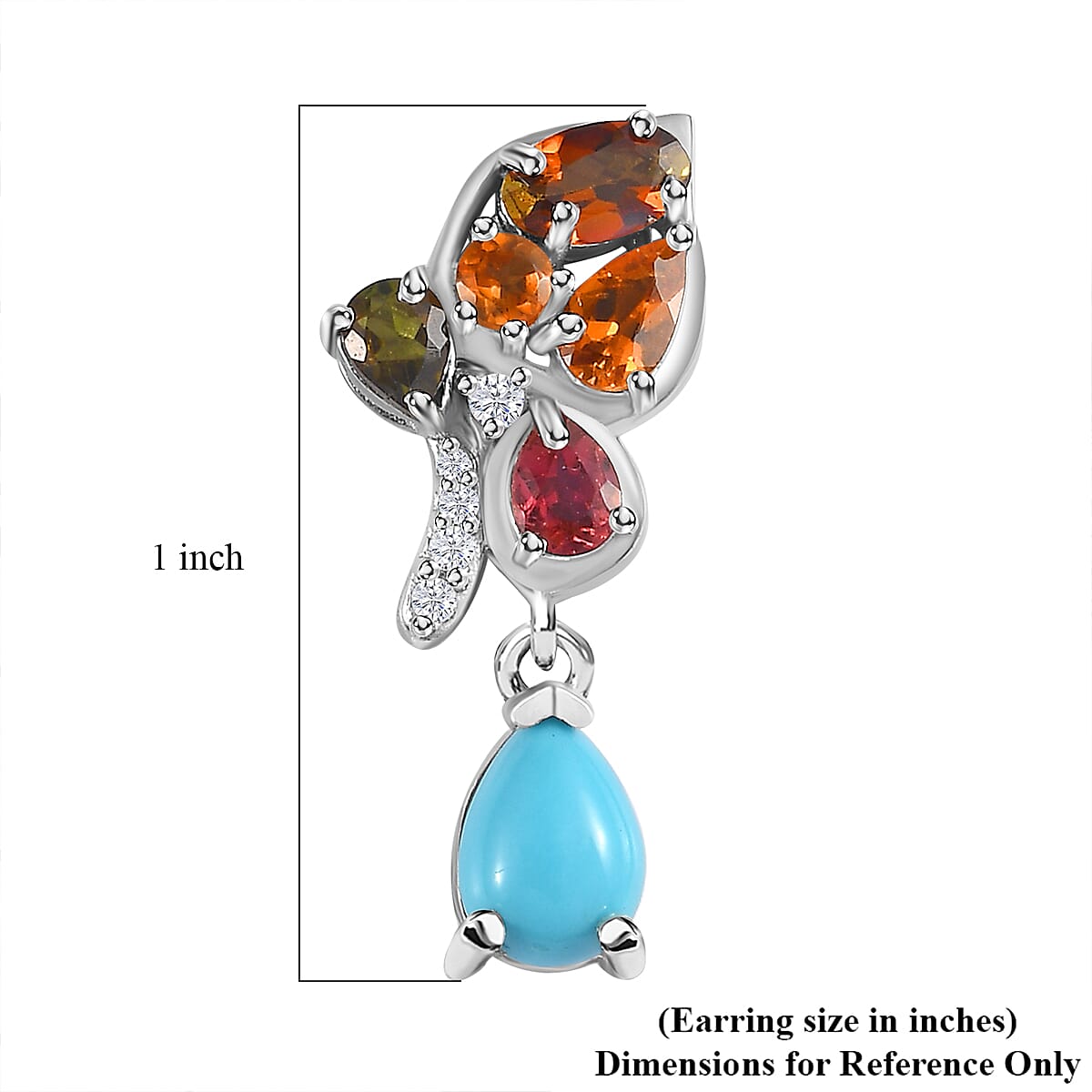 Sleeping Beauty Turquoise and Multi Gemstone Earrings in Platinum Over Sterling Silver 3.40 ctw
