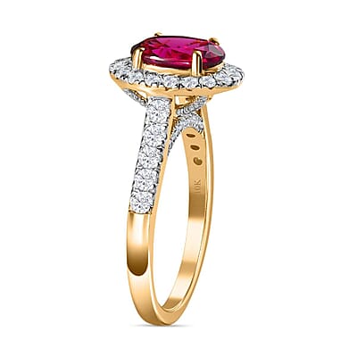 Luxoro AAA Purple Garnet and G-H I2 Diamond 3.25 ctw Ring in 10K Yellow Gold (Size 10.0)