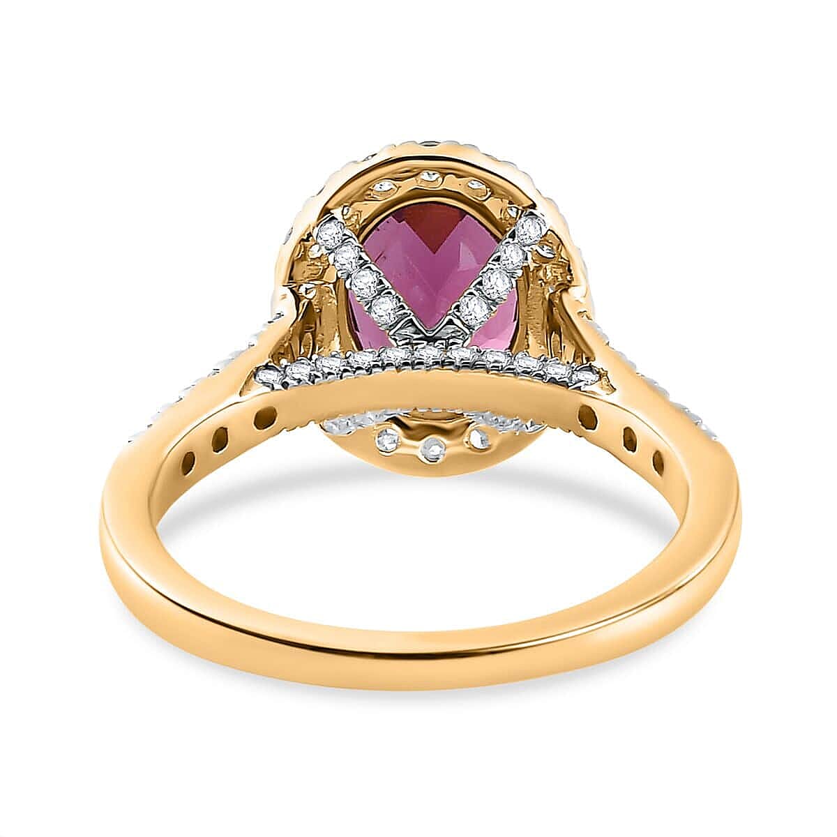 Luxoro AAA Purple Garnet and G-H I2 Diamond 3.25 ctw Ring in 10K Yellow Gold (Size 10.0)