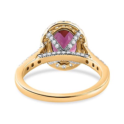 Luxoro AAA Purple Garnet and G-H I2 Diamond 3.25 ctw Ring in 10K Yellow Gold (Size 10.0)