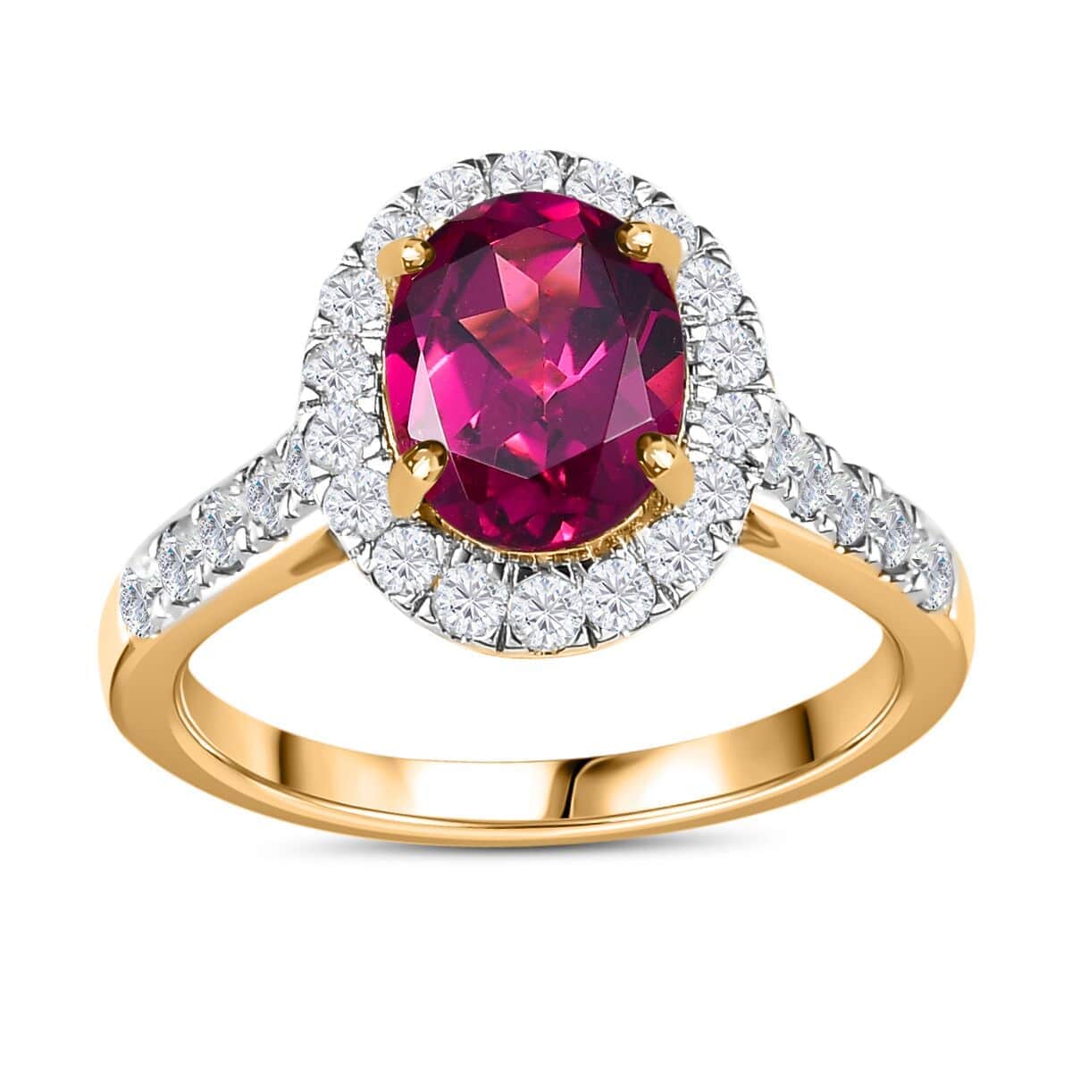 Luxoro AAA Purple Garnet and G-H I2 Diamond 3.25 ctw Ring in 10K Yellow Gold (Size 6.0) image number 0