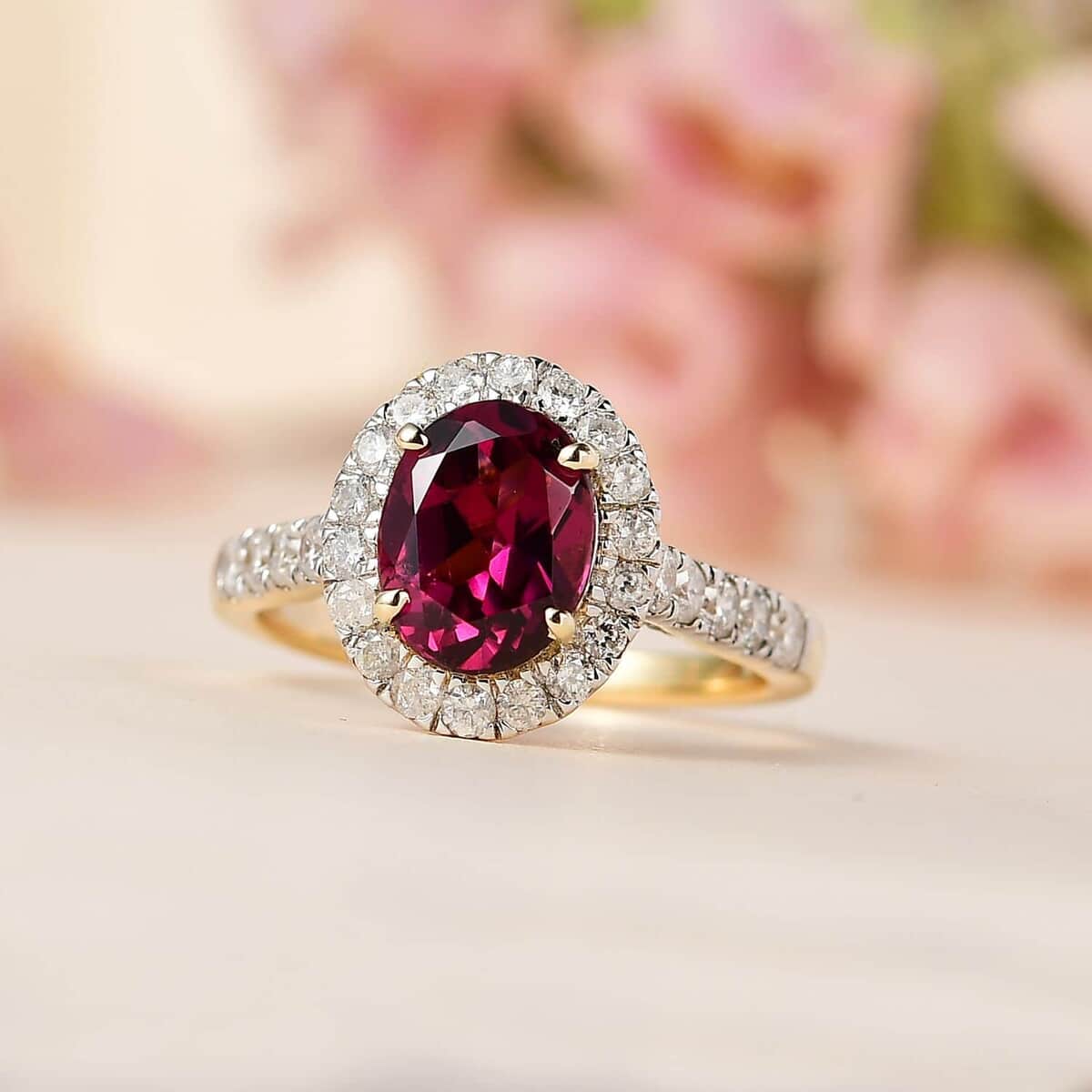 Luxoro AAA Purple Garnet and G-H I2 Diamond 3.25 ctw Ring in 10K Yellow Gold (Size 6.0) image number 1