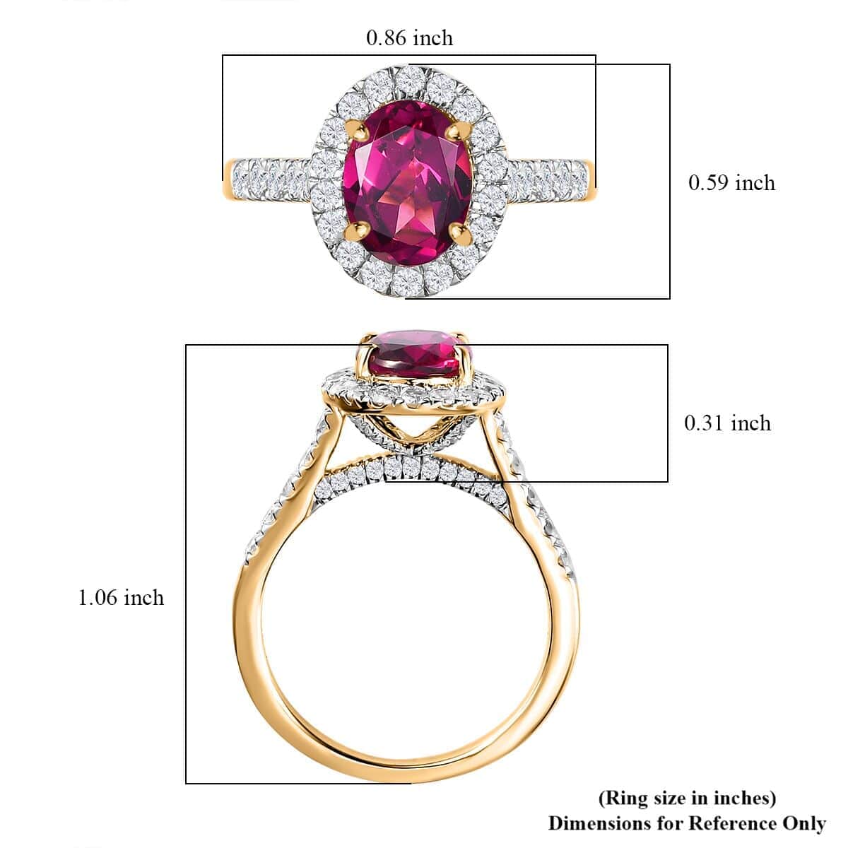 Luxoro AAA Purple Garnet and G-H I2 Diamond 3.25 ctw Ring in 10K Yellow Gold (Size 6.0) image number 5