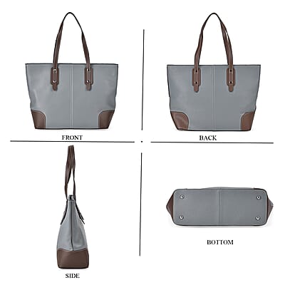 Teal Genuine Leather Tote Bag with Double Handles Drop