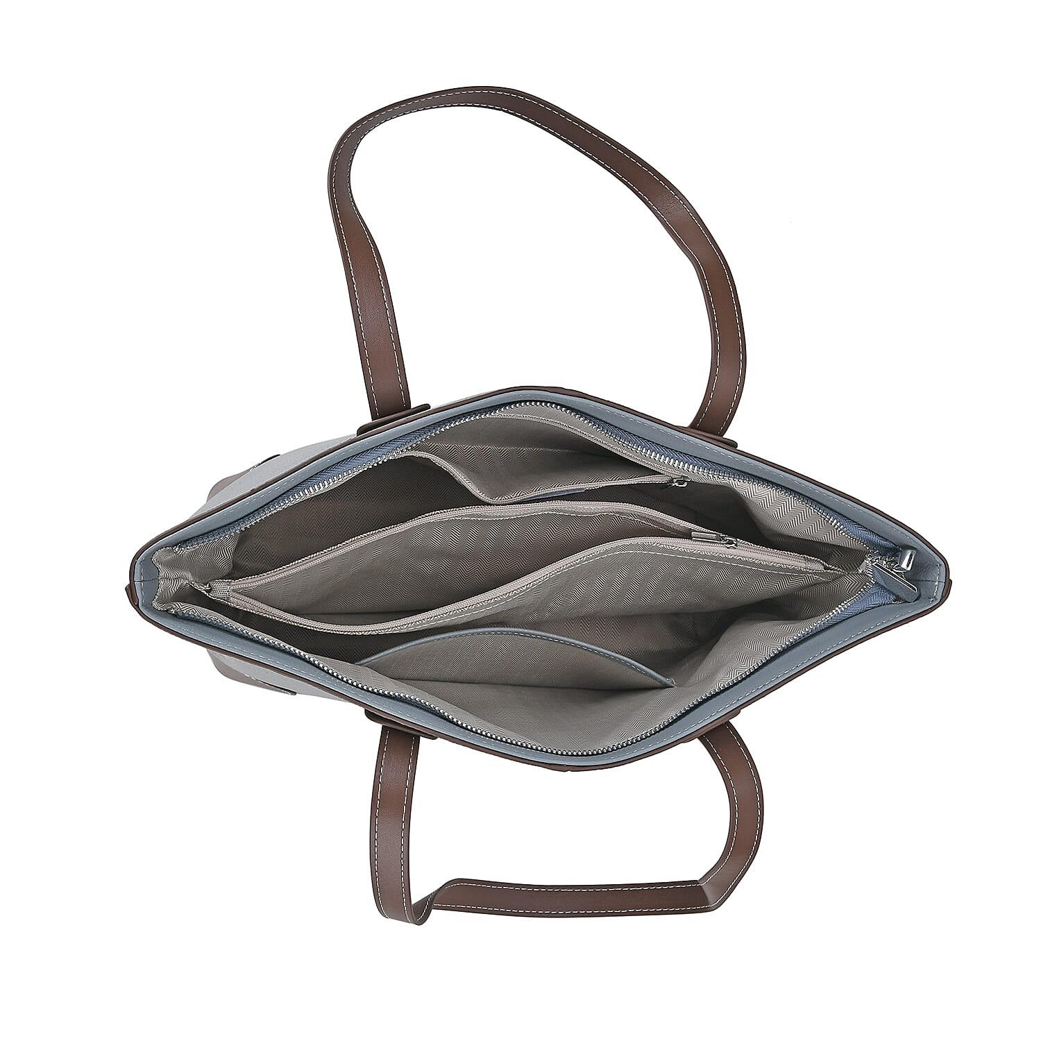 Teal Genuine Leather Tote Bag with Double Handles Drop