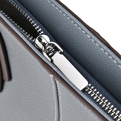 Teal Genuine Leather Tote Bag with Double Handles Drop