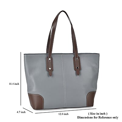 Teal Genuine Leather Tote Bag with Double Handles Drop