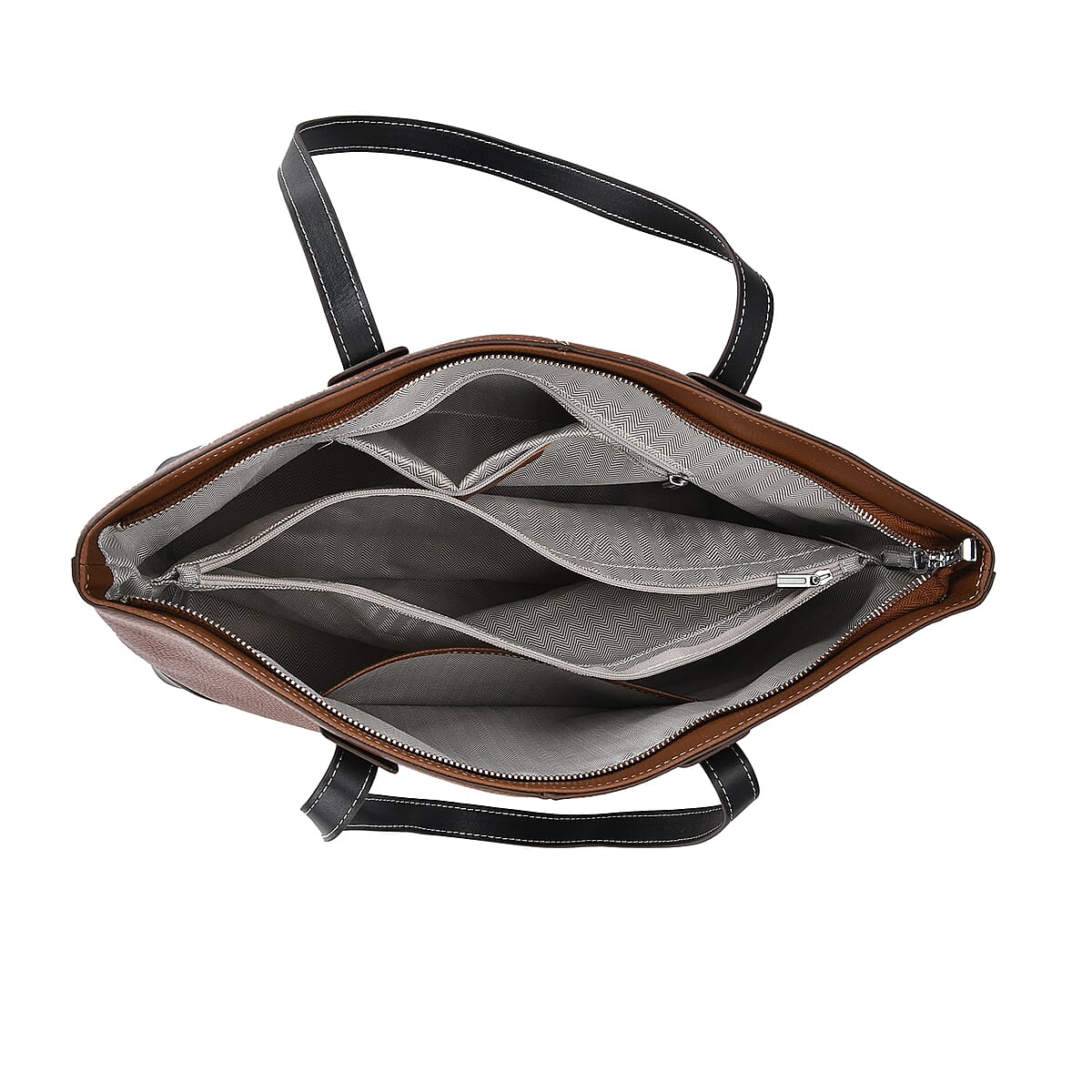 Brown Genuine Leather Tote Bag with Double Handles Drop image number 4