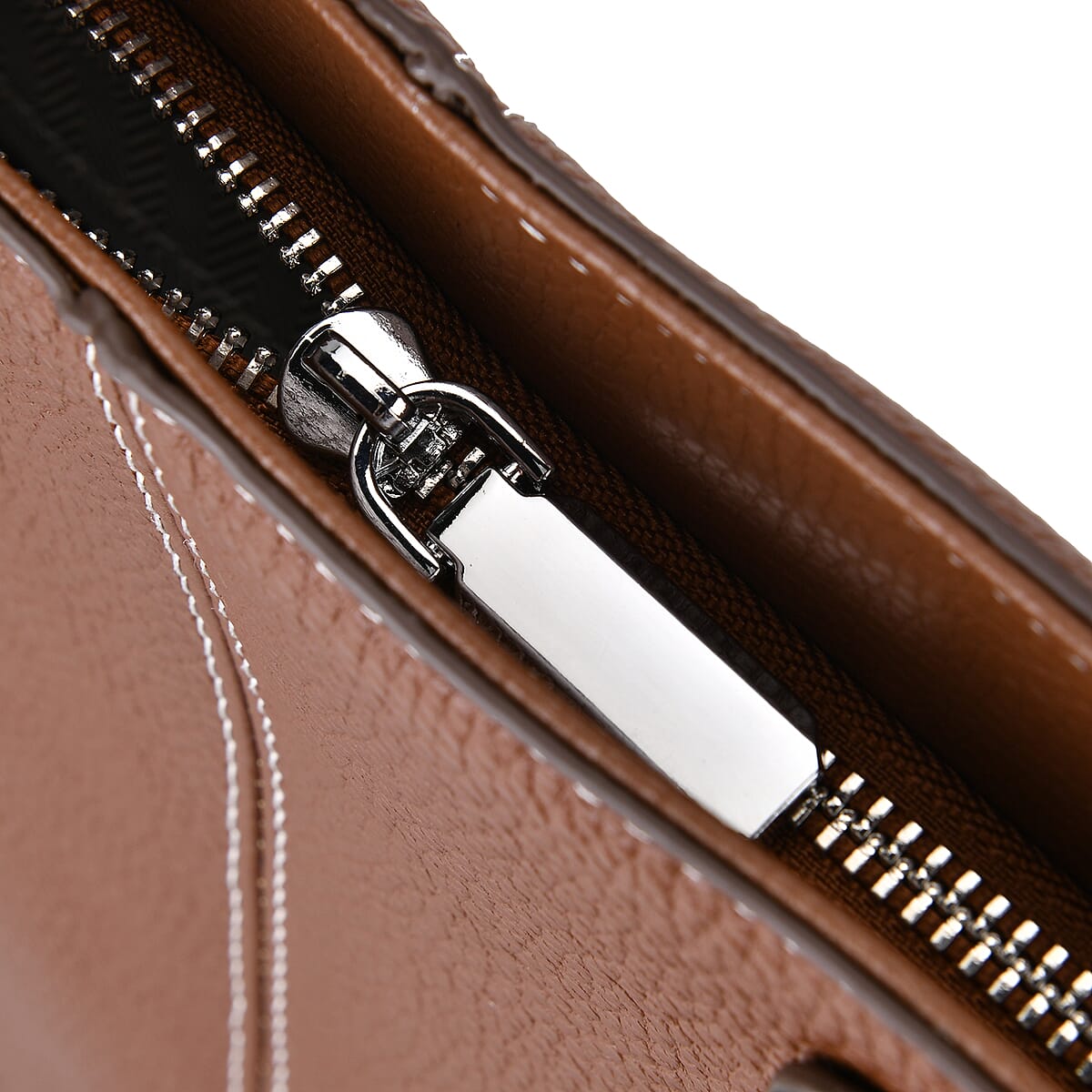 Brown Genuine Leather Tote Bag with Double Handles Drop image number 5