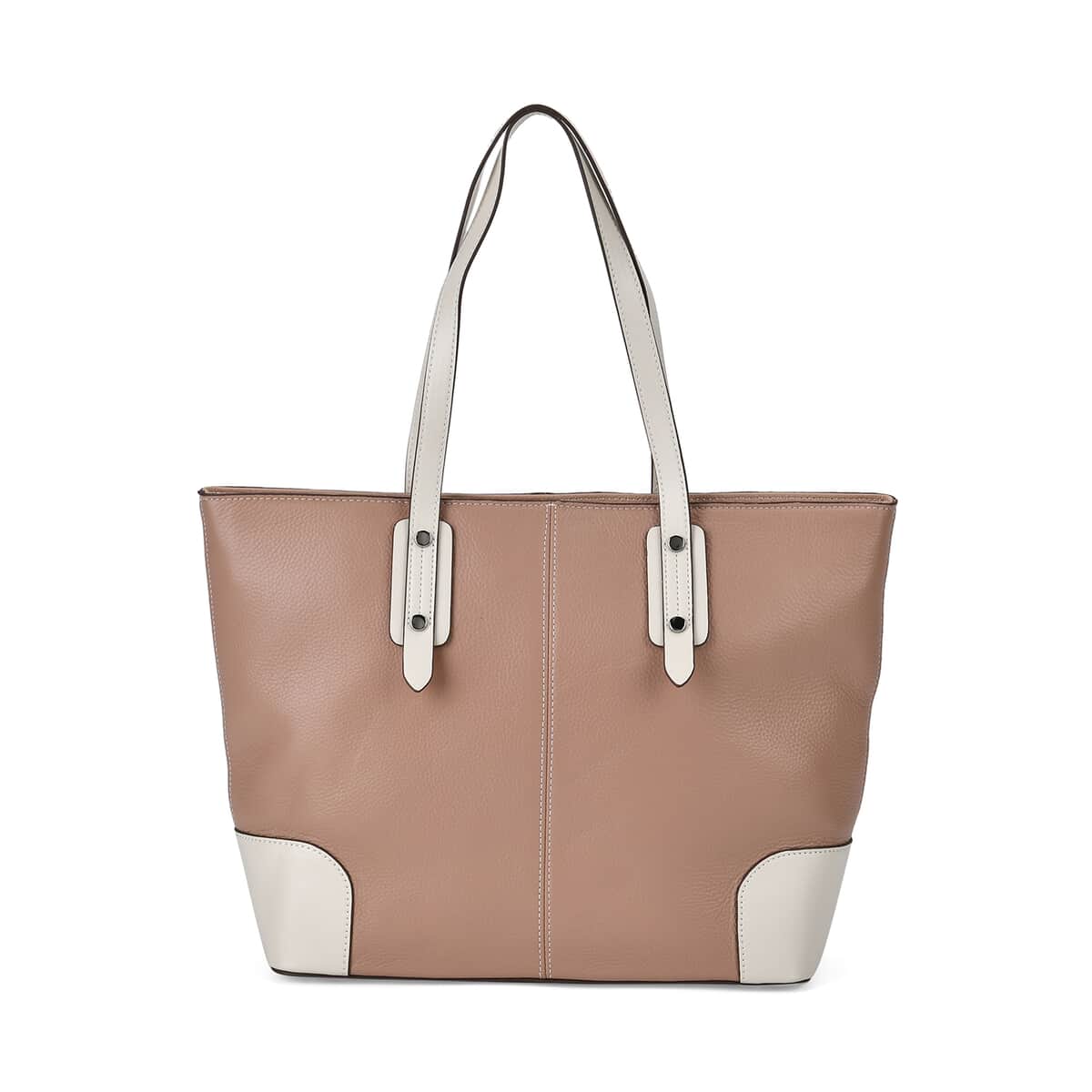 Pink Genuine Leather Tote Bag with Double Handles Drop image number 0