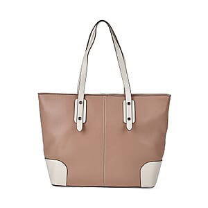 Pink Genuine Leather Tote Bag with Double Handles Drop