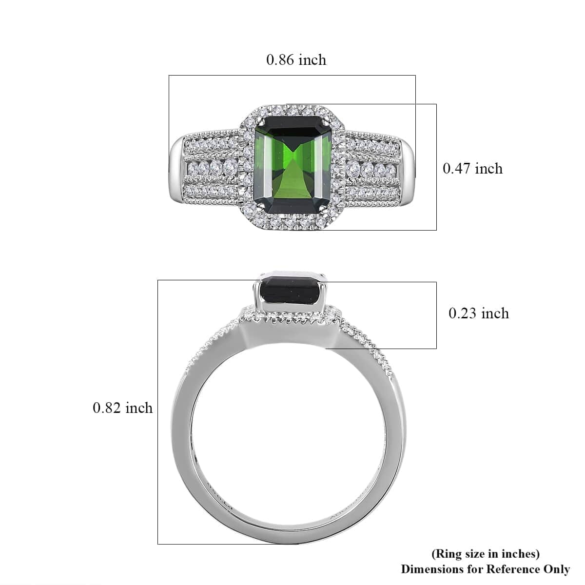 Rhapsody 950 Platinum AAAA Natural Green Tourmaline and E-F VS Diamond Halo Ring (Size 10.0) 9.35 Grams 3.00 ctw image number 5