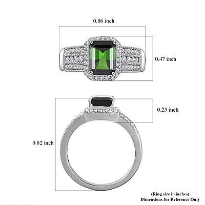Rhapsody 950 Platinum AAAA Natural Green Tourmaline and E-F VS Diamond Halo Ring (Size 11.0) 9.35 Grams 3.00 ctw