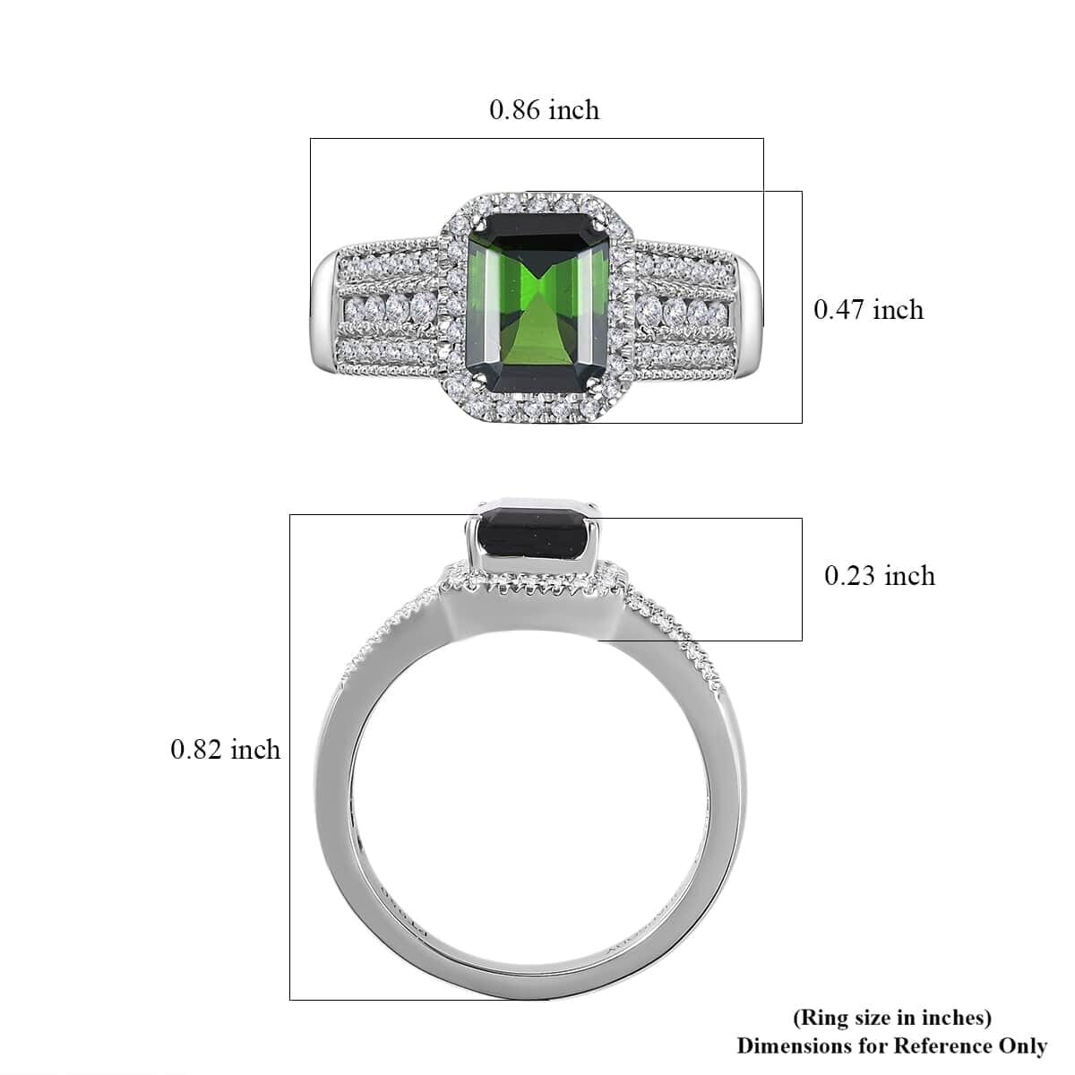 Rhapsody 950 Platinum AAAA Natural Green Tourmaline and E-F VS Diamond Halo Ring (Size 5.0) 9.35 Grams 3.00 ctw image number 5