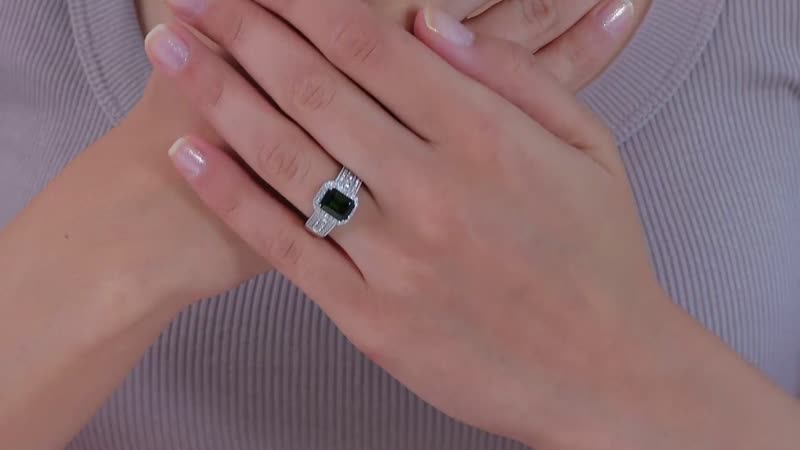 Rhapsody 950 Platinum AAAA Green Tourmaline and E-F VS2 Diamond Ring (Size 7.0) 7.95 Grams 2.90 ctw