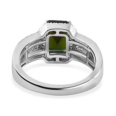 Rhapsody 950 Platinum AAAA Natural Green Tourmaline and E-F VS Diamond Halo Ring (Size 7.0) 9.35 Grams 3.00 ctw