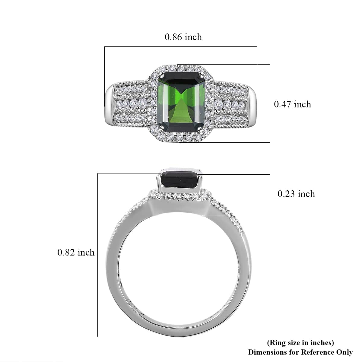 Rhapsody 950 Platinum AAAA Natural Green Tourmaline and E-F VS Diamond Halo Ring (Size 7.0) 9.35 Grams 3.00 ctw image number 5