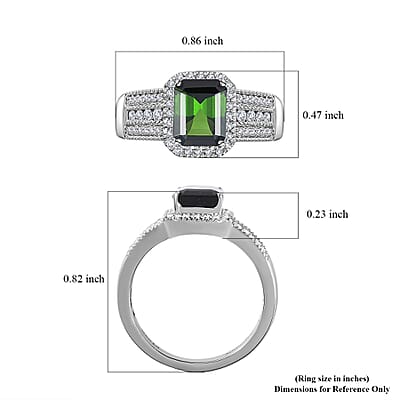 Rhapsody 950 Platinum AAAA Natural Green Tourmaline and E-F VS Diamond Halo Ring (Size 7.0) 9.35 Grams 3.00 ctw