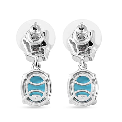 Sleeping Beauty Turquoise and Morro Redondo Pink Tourmaline Leaf & Flower Earrings in Platinum Over Sterling Silver 5.40 ctw