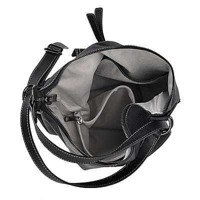 Black Multi-Purpose 2-in-1 Genuine Leather Crossbody Bag with Adjustable Straps