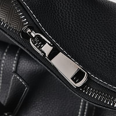 Black Multi-Purpose 2-in-1 Genuine Leather Crossbody Bag with Adjustable Straps