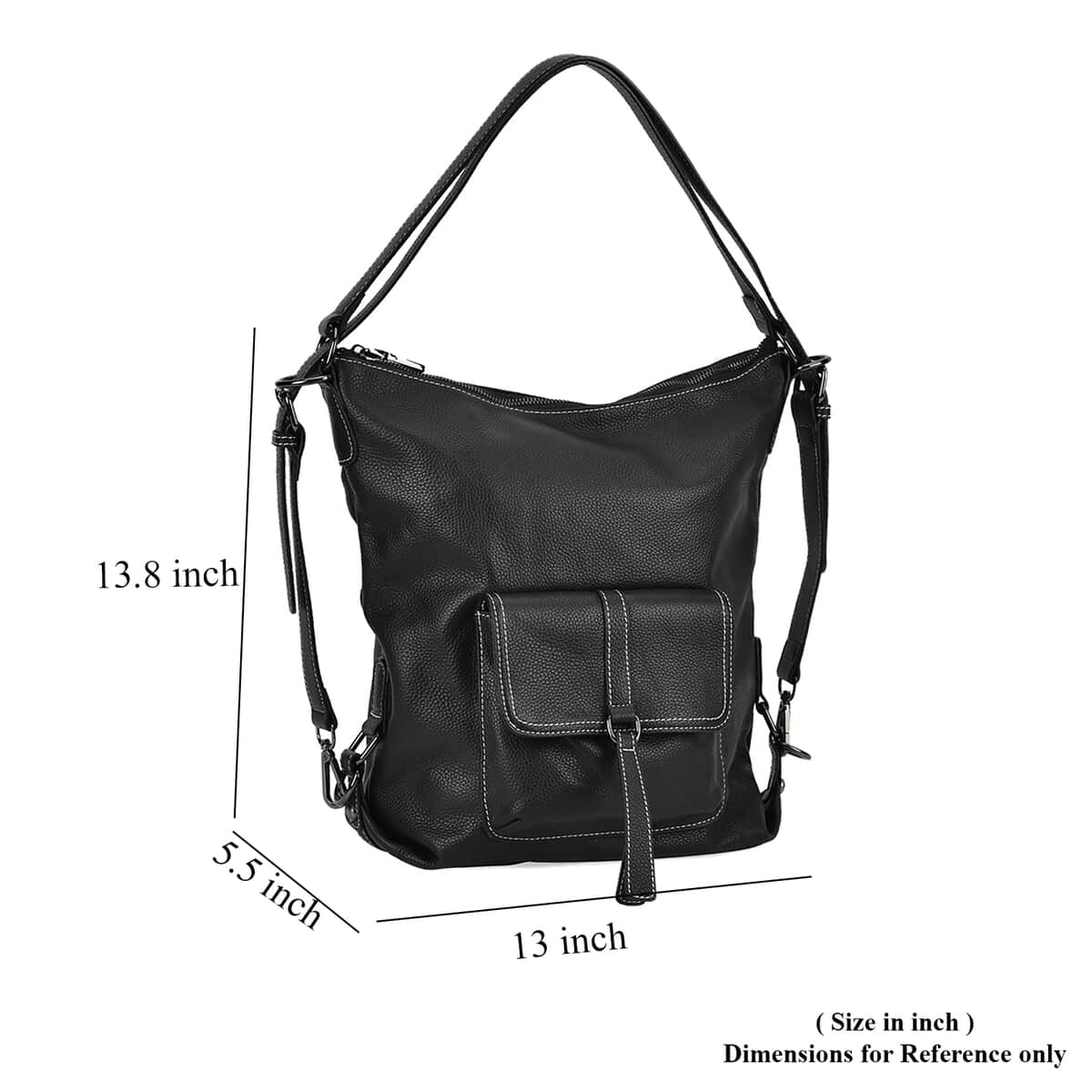 Black Multi-Purpose 2-in-1 Genuine Leather Crossbody Bag with Adjustable Straps image number 4