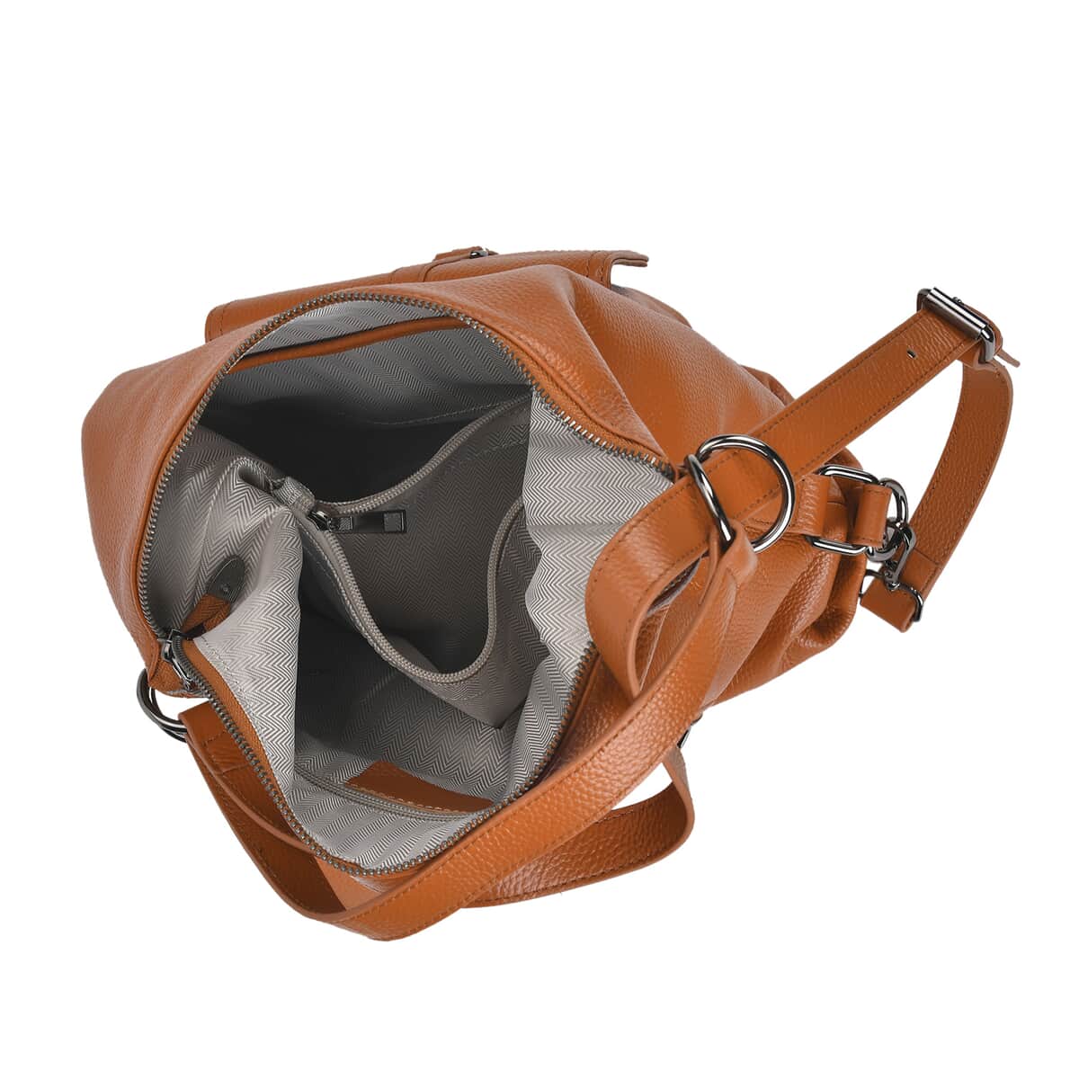 Tan Multi-Purpose 2-in-1 Genuine Leather Crossbody Bag with Adjustable Straps image number 2