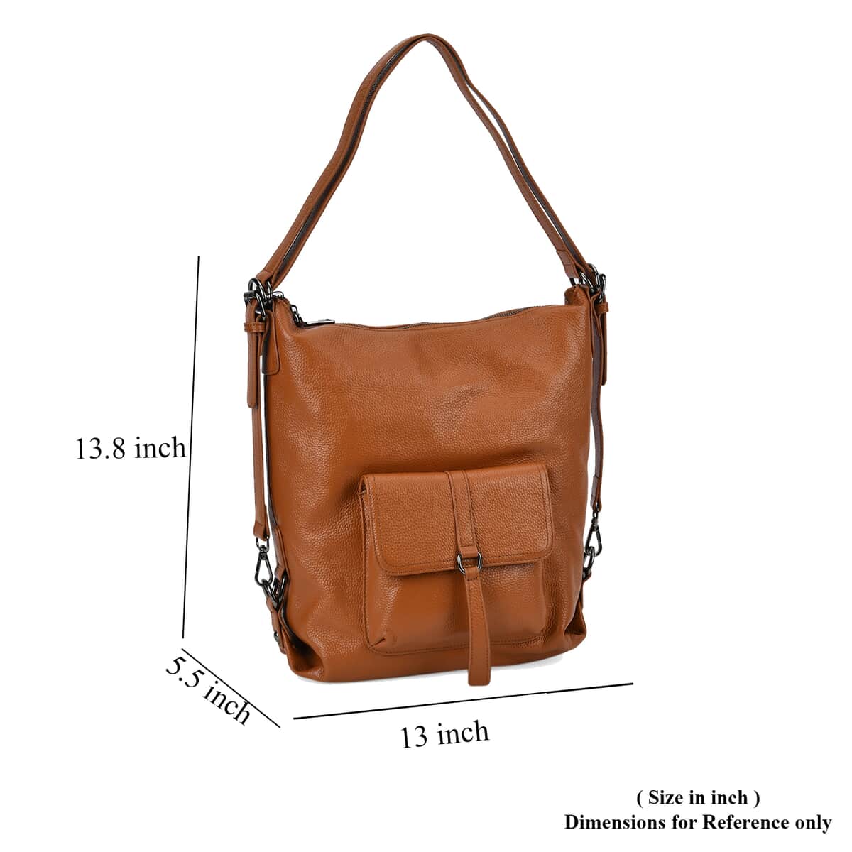Tan Multi-Purpose 2-in-1 Genuine Leather Crossbody Bag with Adjustable Straps image number 4