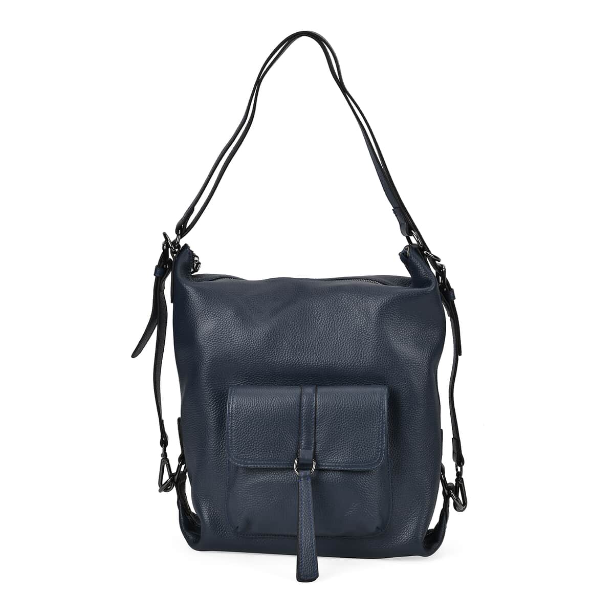 Navy Multi-Purpose 2-in-1 Genuine Leather Crossbody Bag with Adjustable Straps image number 0