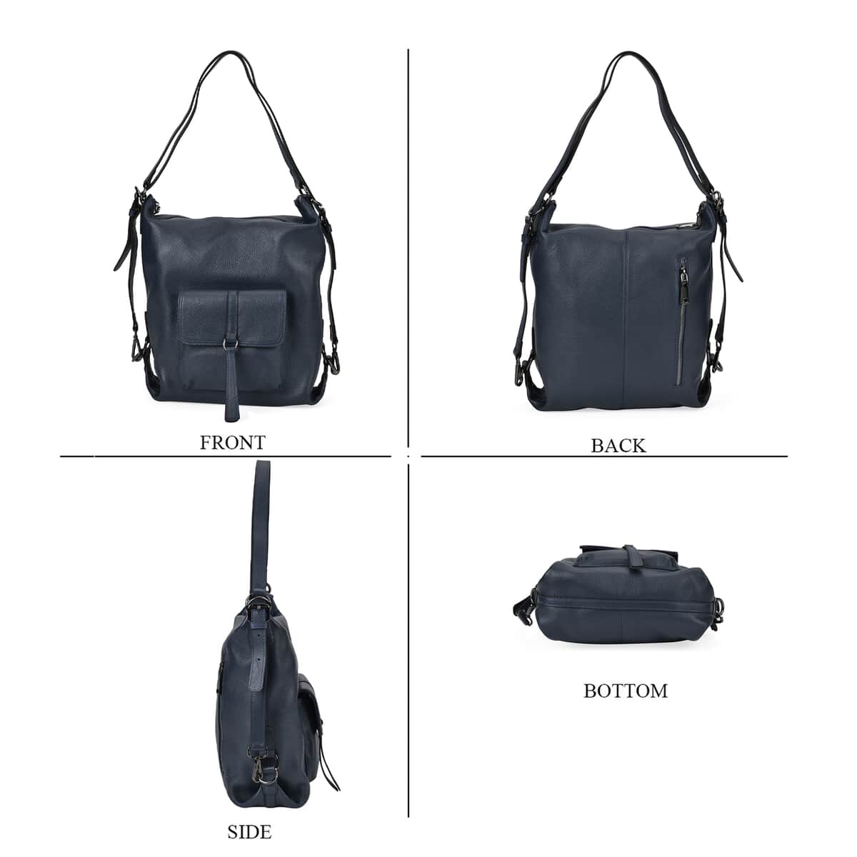 Navy Multi-Purpose 2-in-1 Genuine Leather Crossbody Bag with Adjustable Straps image number 1