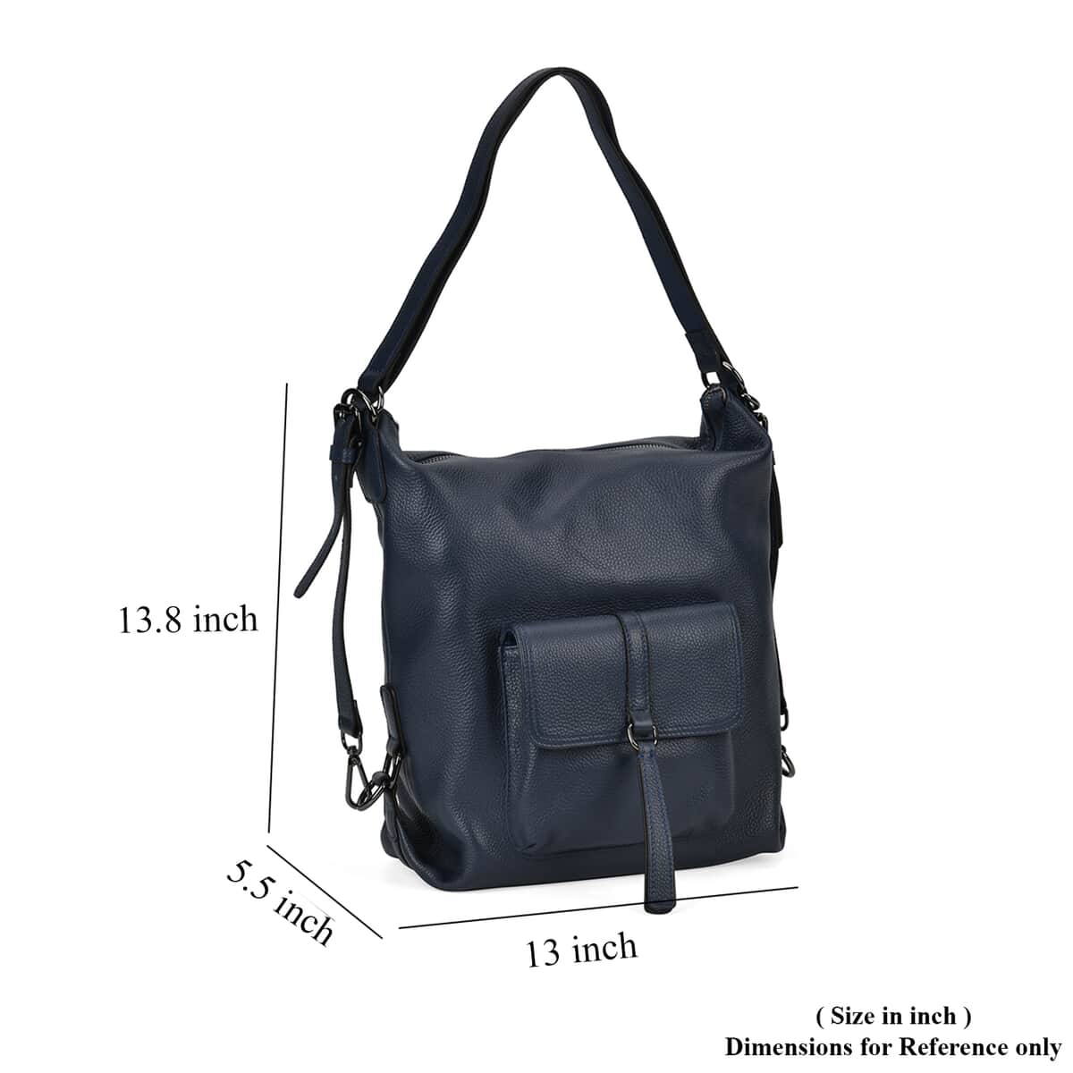 Navy Multi-Purpose 2-in-1 Genuine Leather Crossbody Bag with Adjustable Straps image number 4