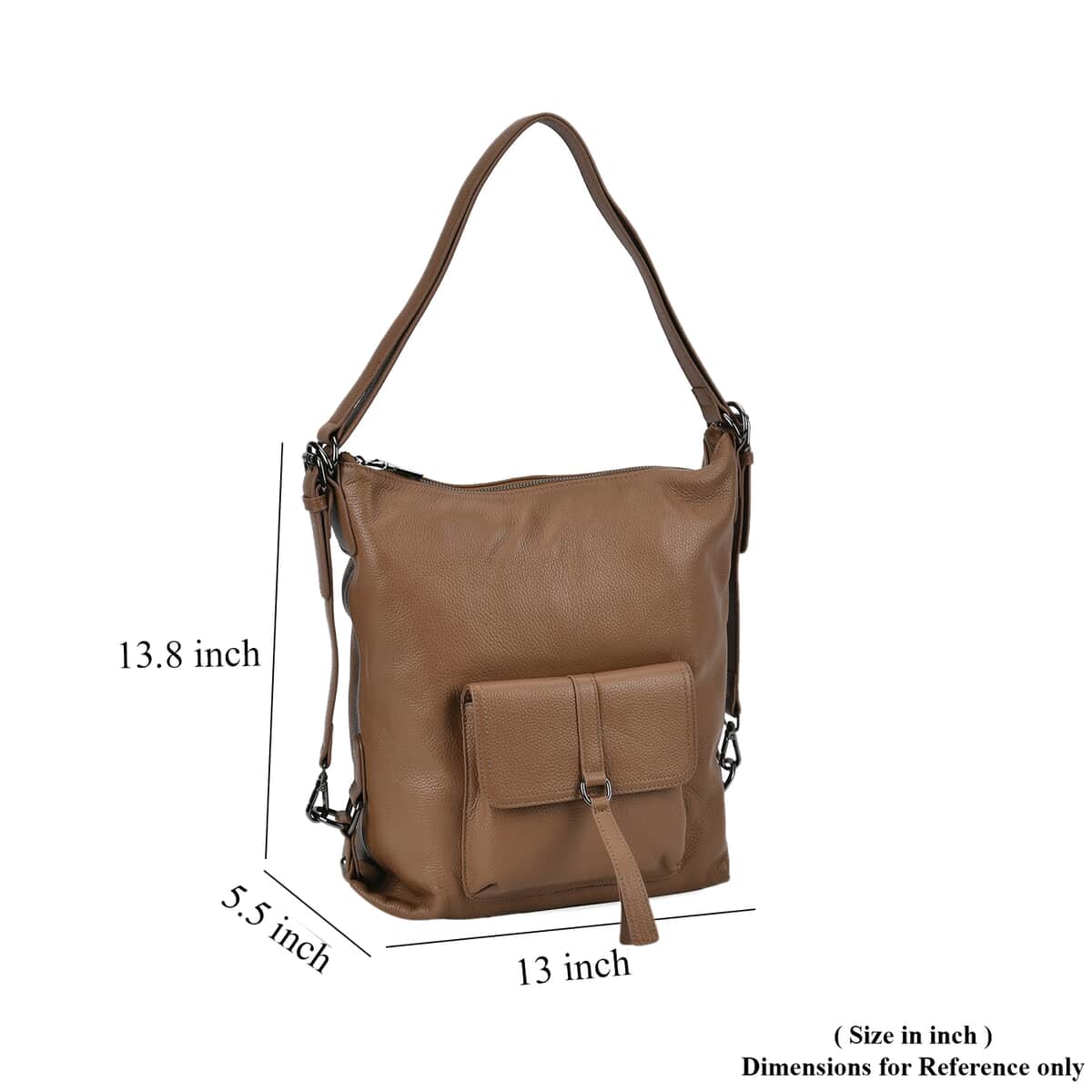 Khaki Multi-Purpose 2-in-1 Genuine Leather Crossbody Bag with Adjustable Straps image number 4