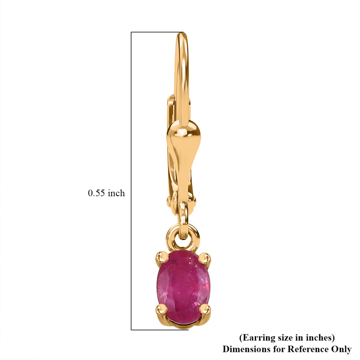 Niassa Ruby (FF) Solitaire Lever Back Earrings in Vermeil Yellow Gold Over Sterling Silver 1.30 ctw image number 4