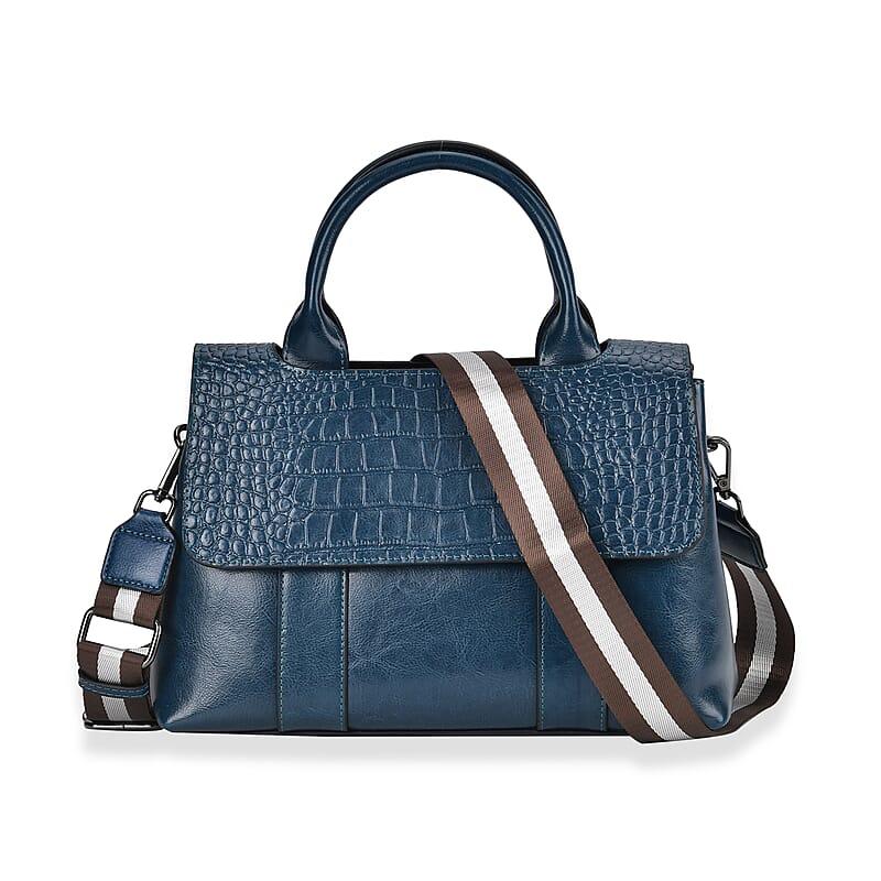 Teal Multi-Purpose 2-in-1 Genuine Leather Crossbody Bag with Handle Drop and Shoulder Straps