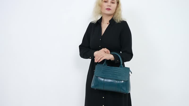 Navy Multi-Purpose 2-in-1 Genuine Leather Crossbody Bag (12.2"x4.3"x8.3") with Handle Drop and Shoulder Straps