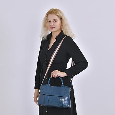 Teal Multi-Purpose 2-in-1 Genuine Leather Crossbody Bag with Handle Drop and Shoulder Straps